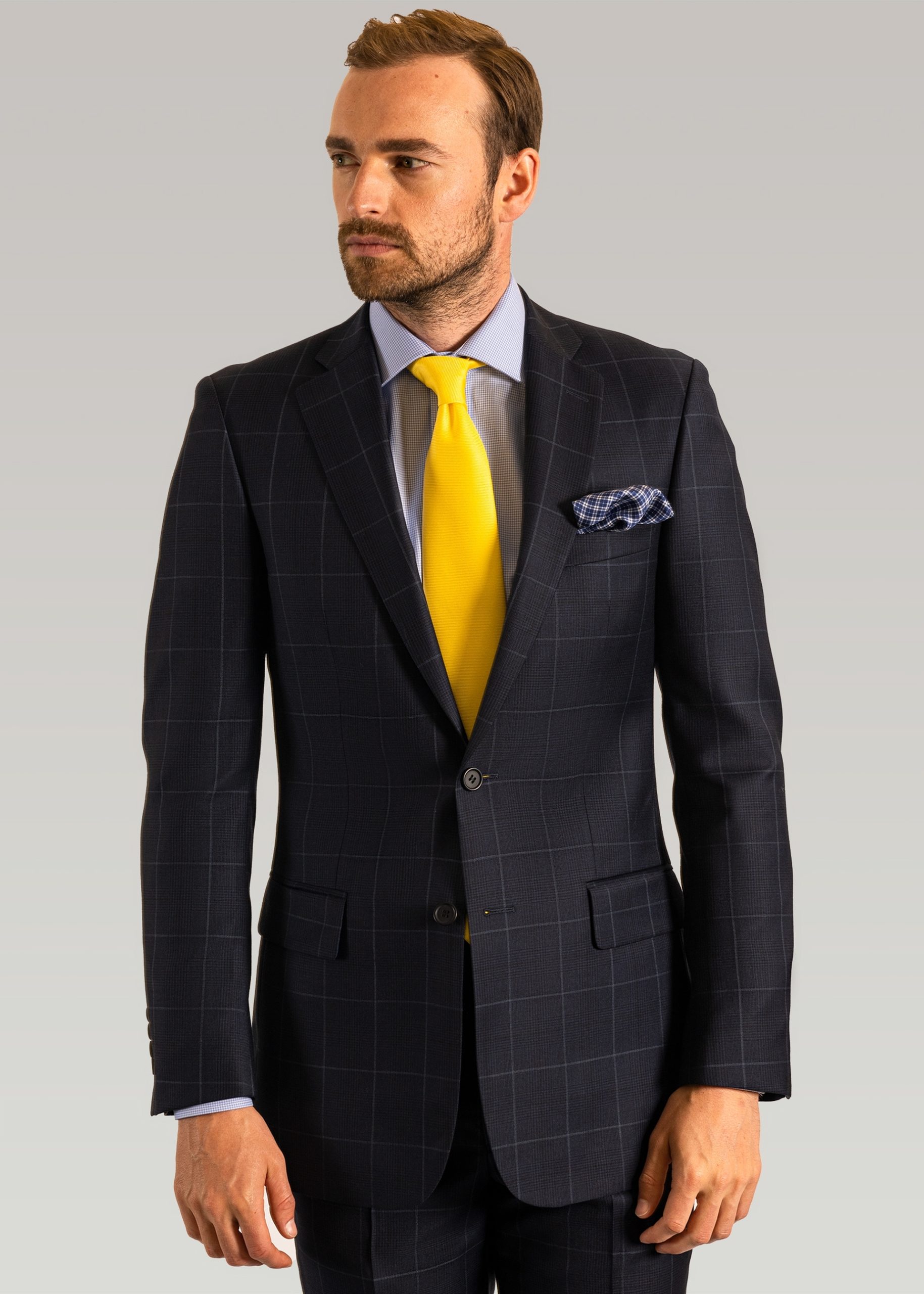 Roderick Charles mens windowpane navy tailored fit suit