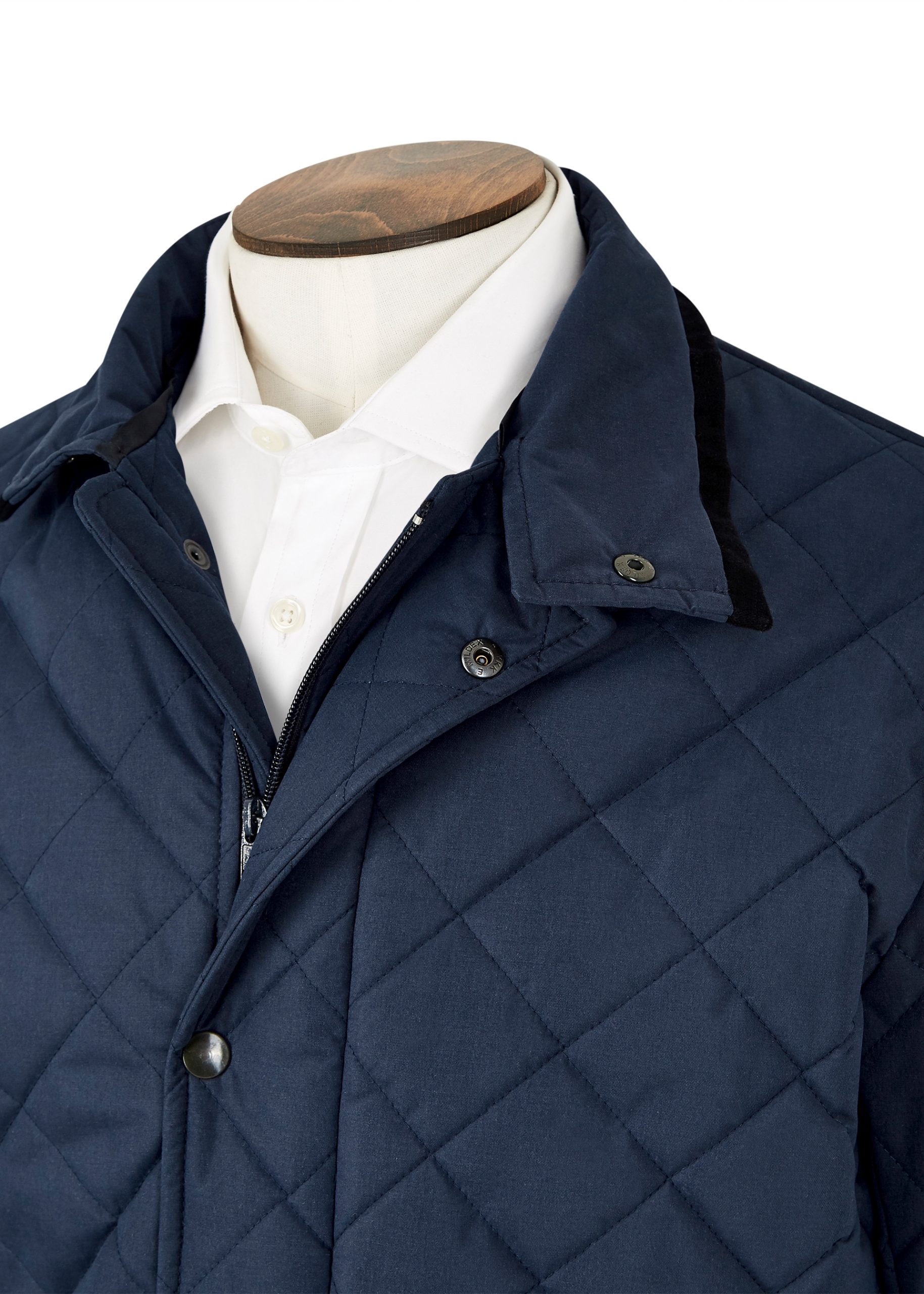 Navy trimmed padded quilted jacket