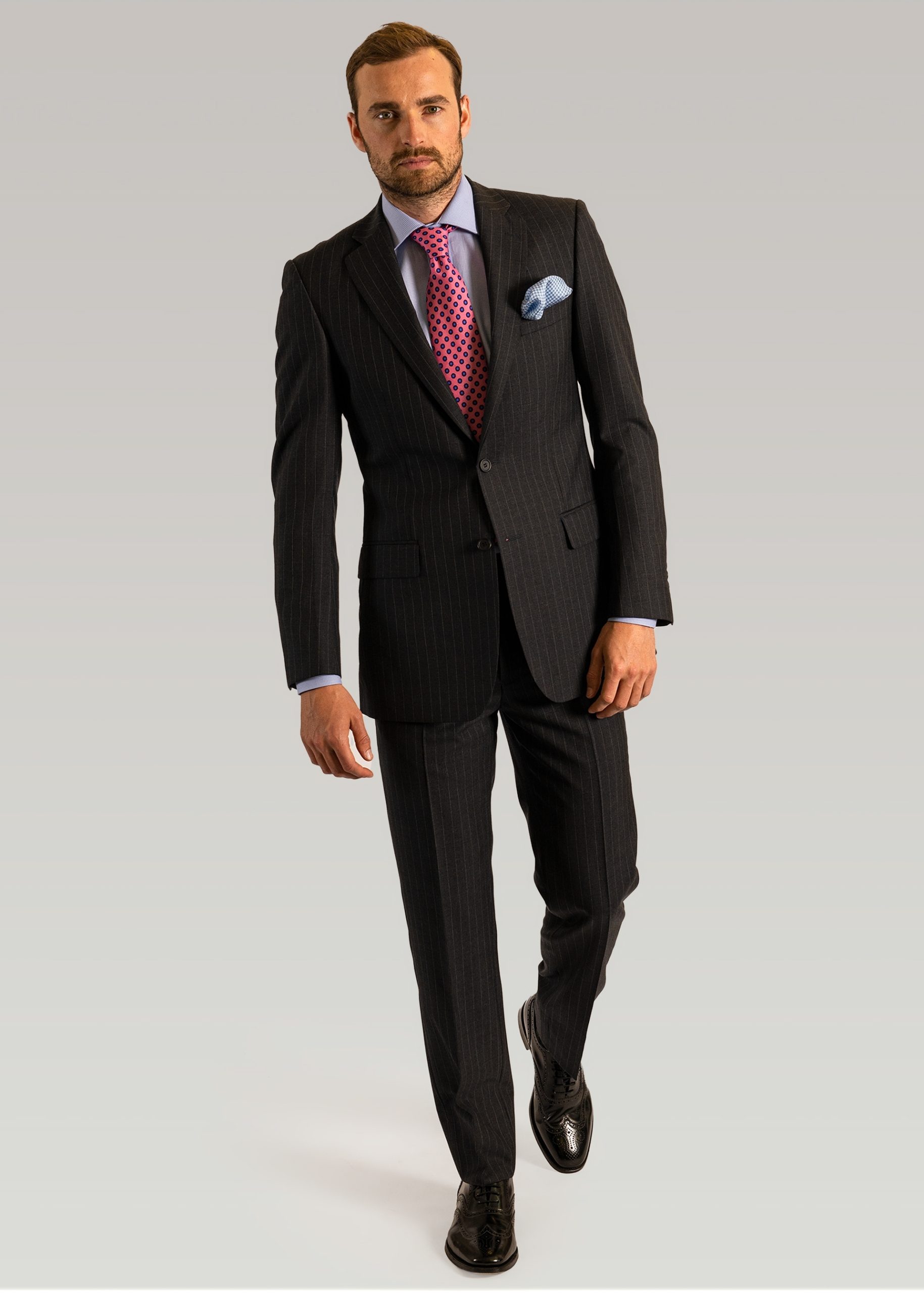 Roderick Charles tailored fit grey stripe suit
