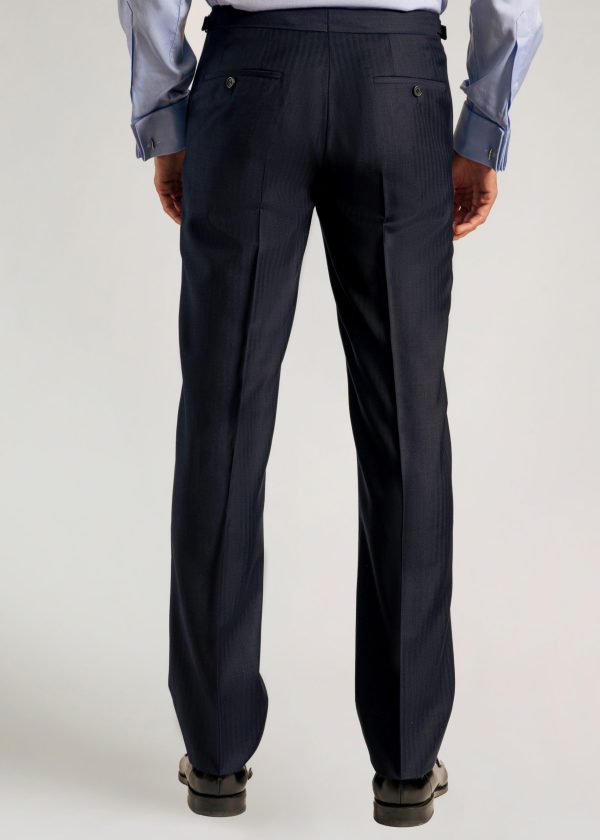 Back men's suit trousers in Herringbone