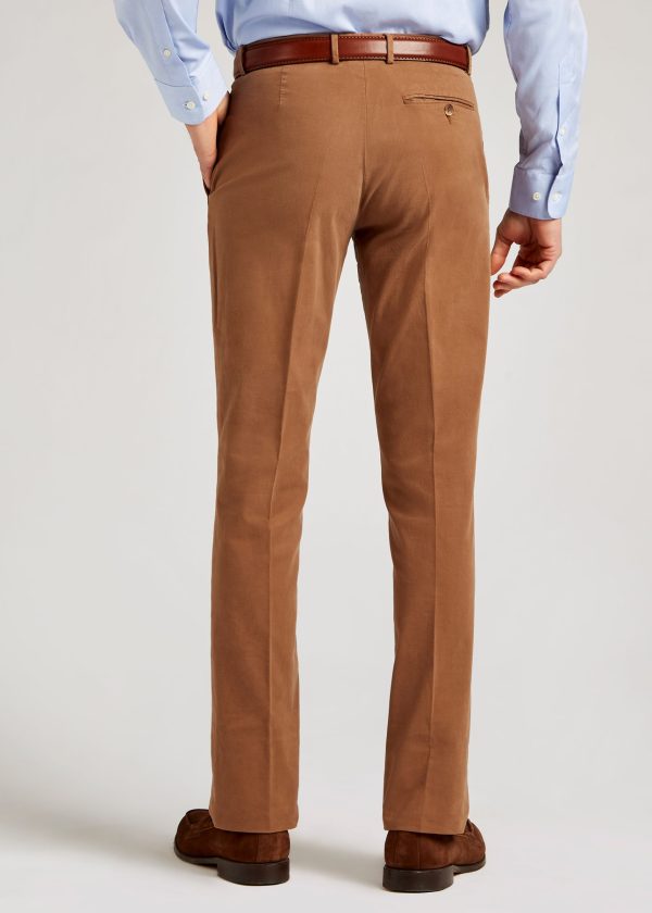 Side slanted pocket tan lightweight trousers by Roderick Charles