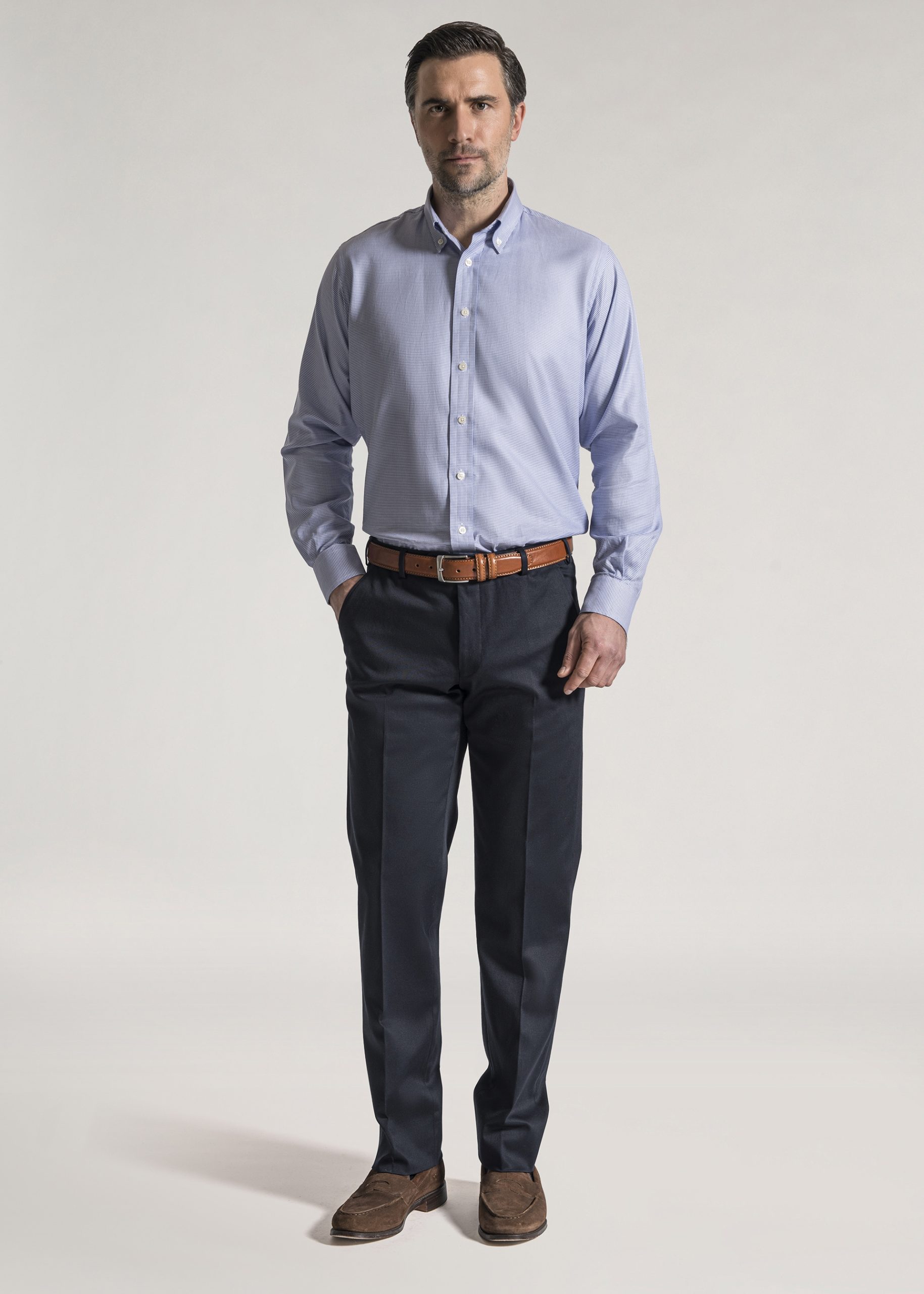 Men’s 100% cotton twill trousers in navy