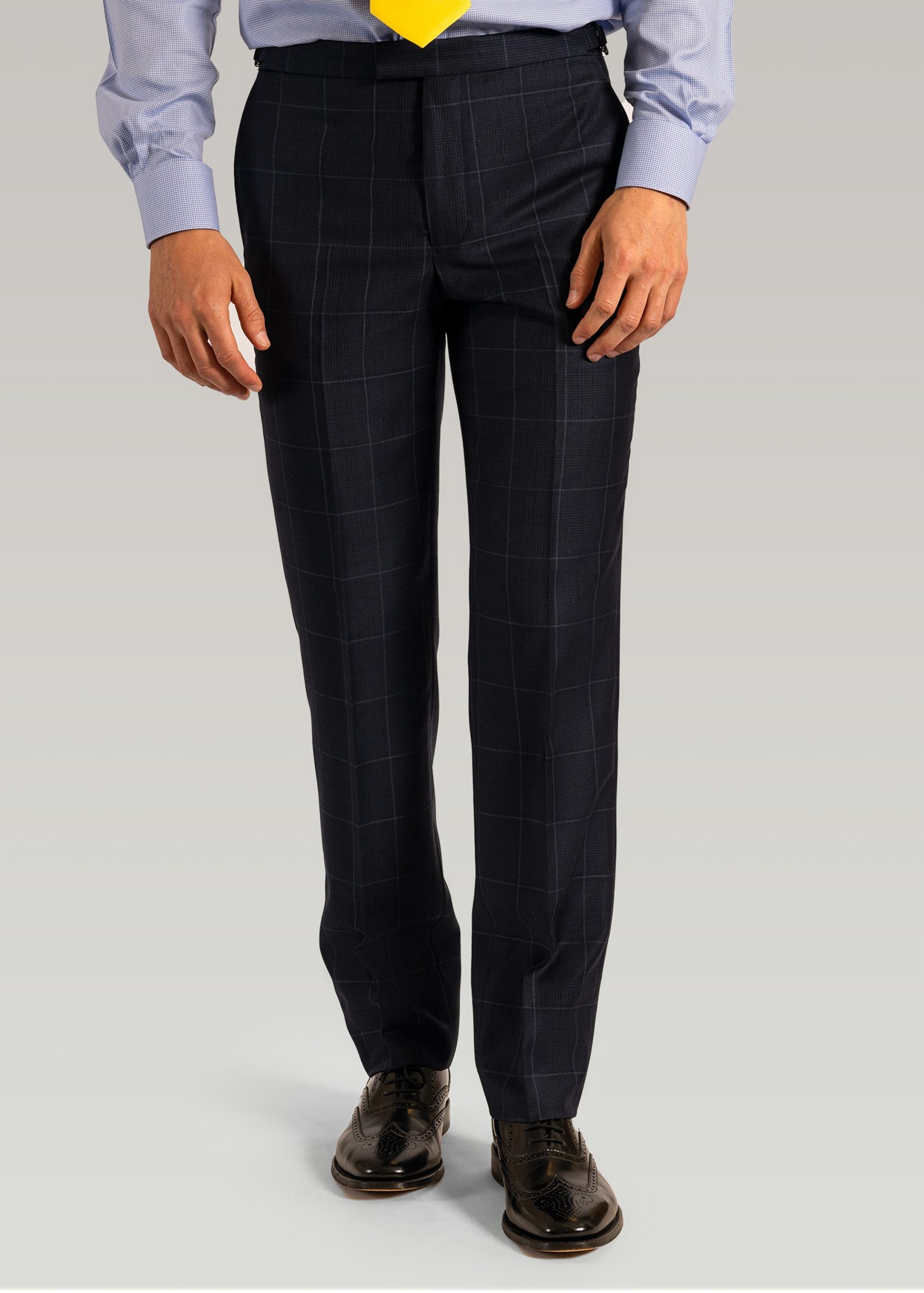 Roderick Charles navy tailored fit windowpane mens suit trousers