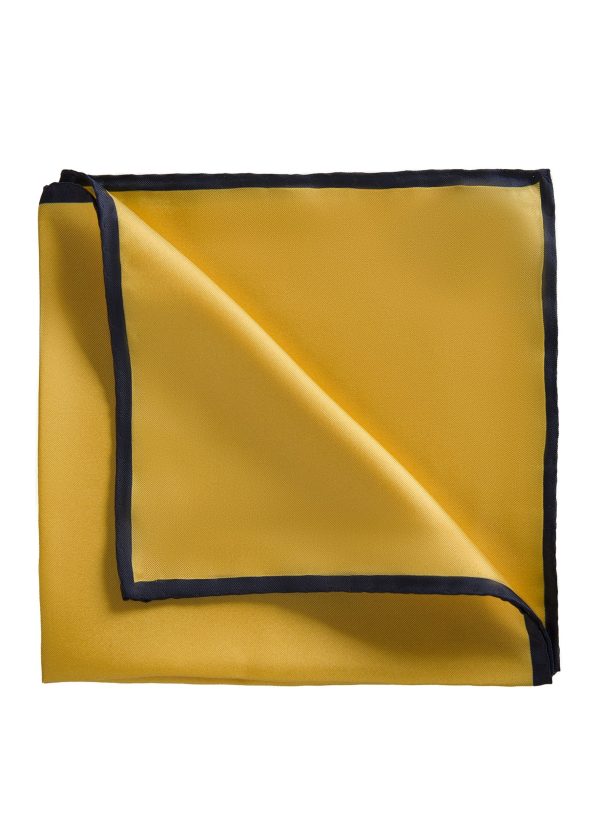 Roderick Charles yellow silk pocket square with hand rolled edges