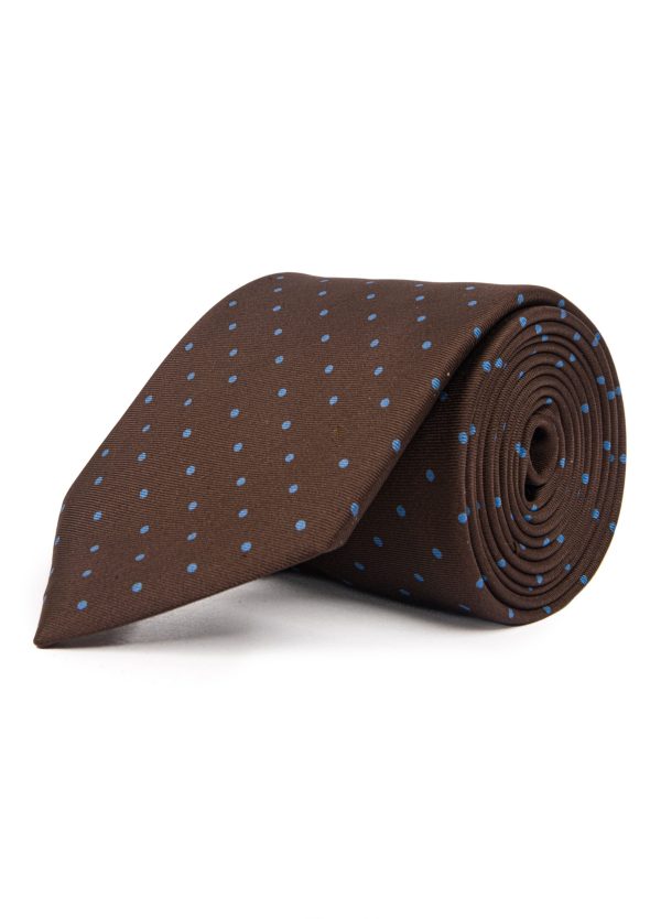 Men's patterned tie in brown and blue