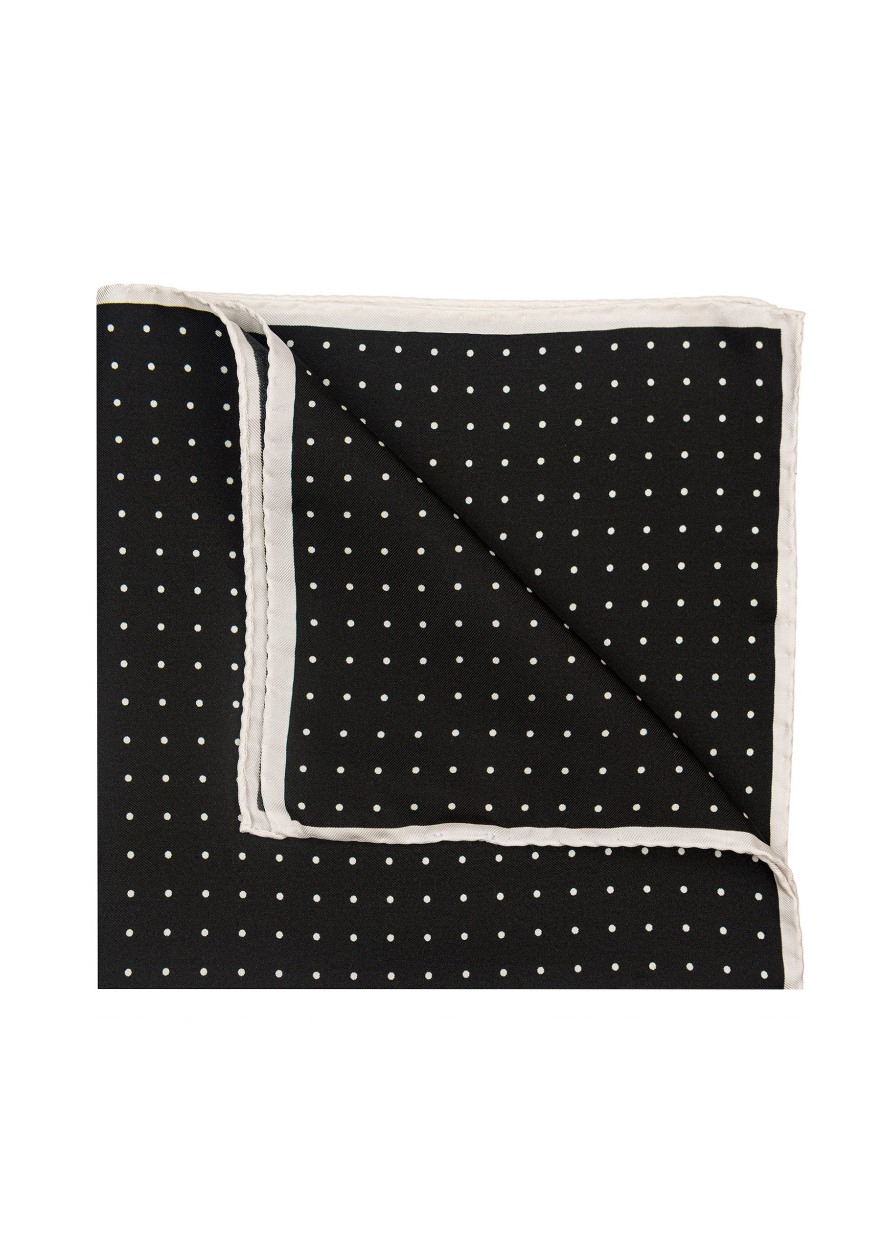 Black and white silk pocket square by Roderick Charles