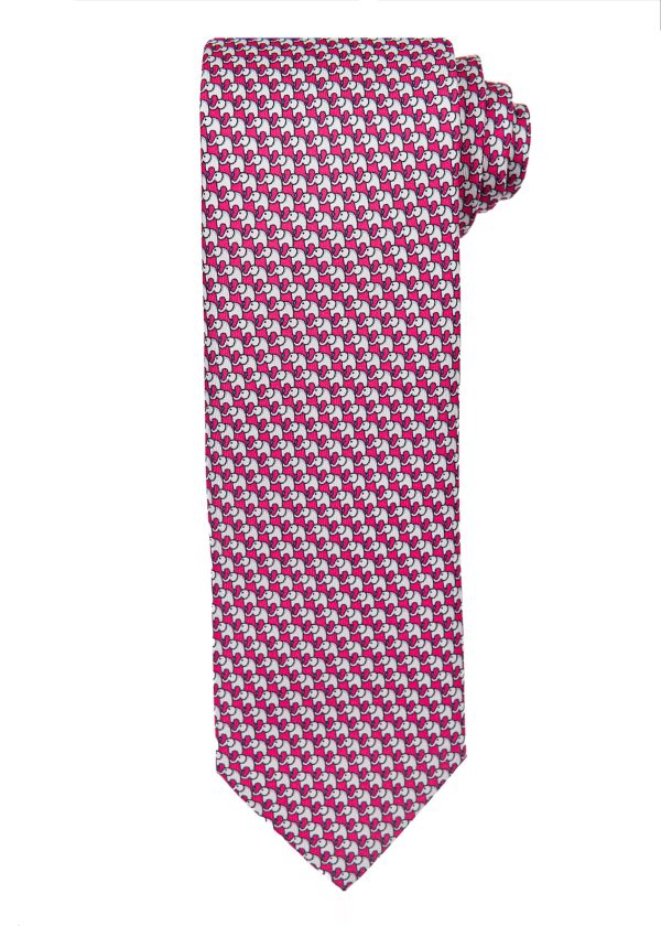 Men's dark pink animal print tie