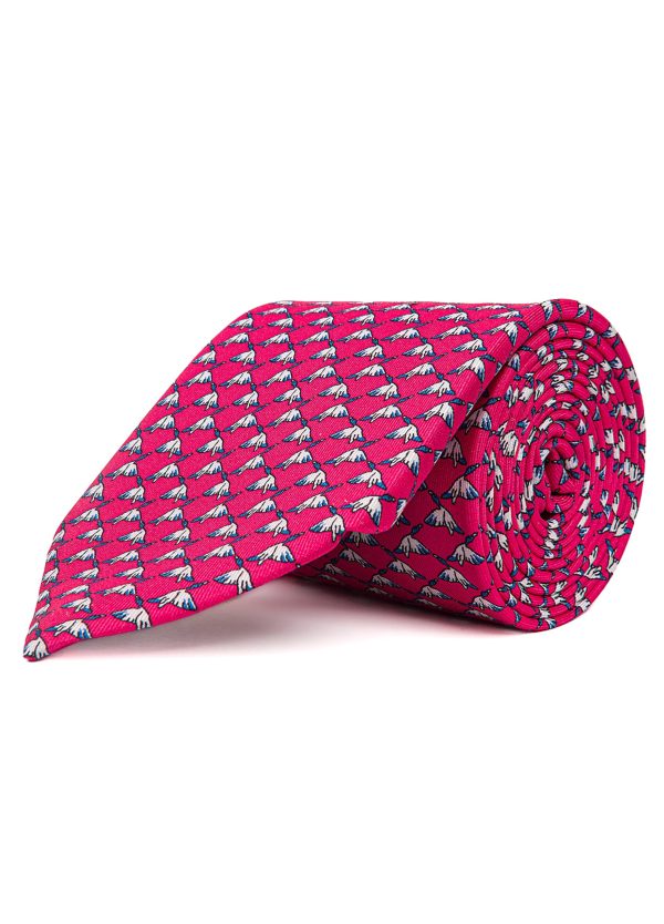 Roderick Charles London tie with flying duck pattern in dark pink