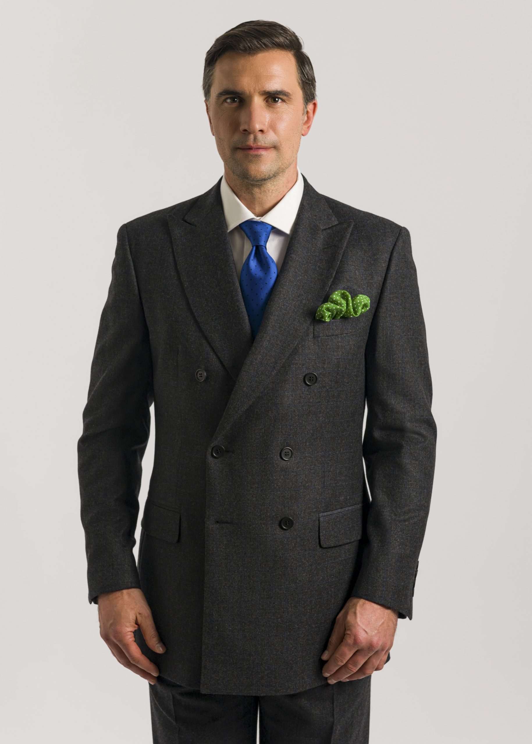 Men’s classic fit double breasted grey suit