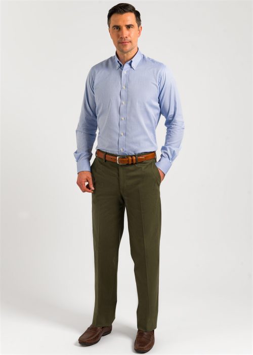 Roderick Charles green twill trousers