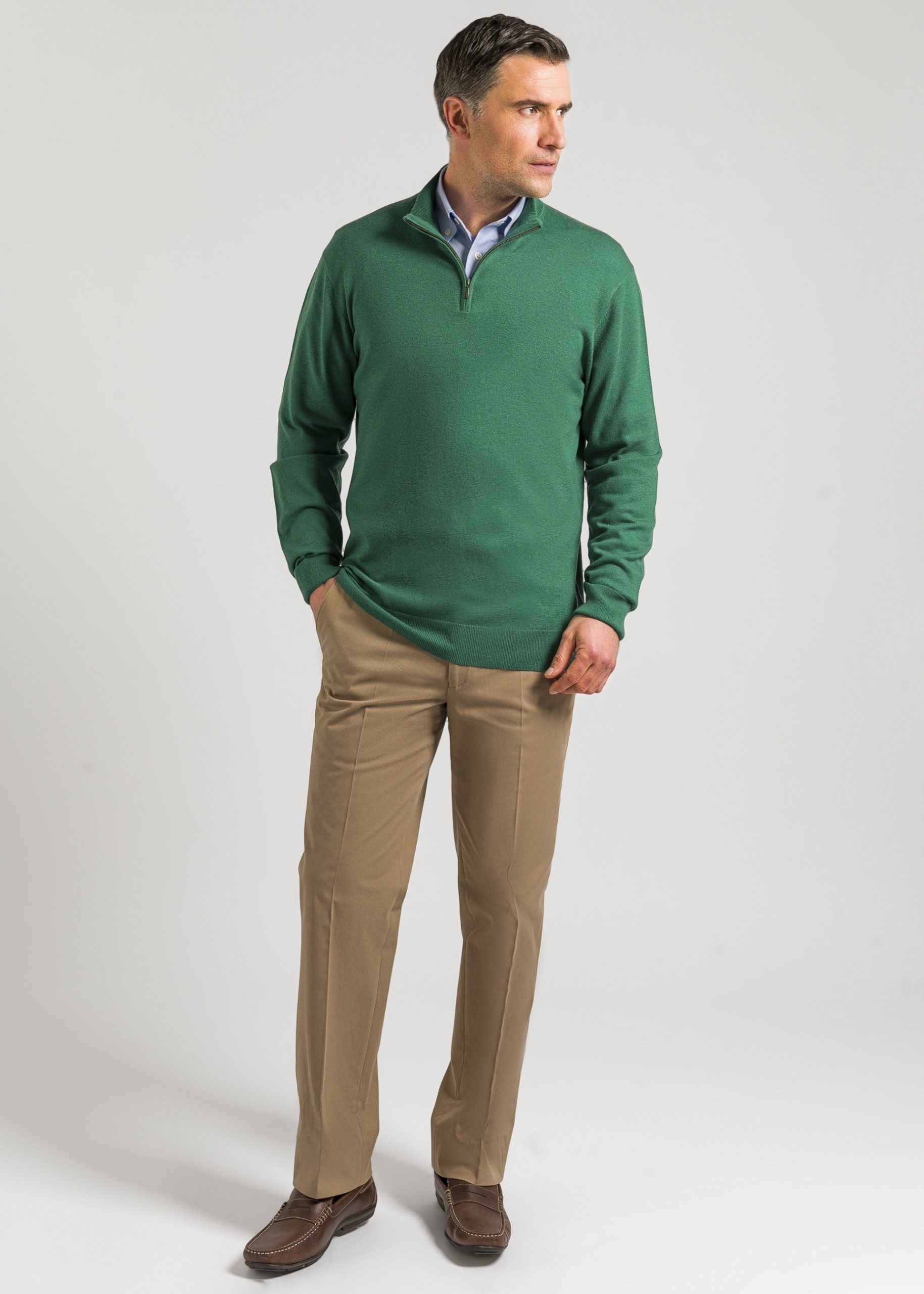 Roderick Charles green quarter zip sweater