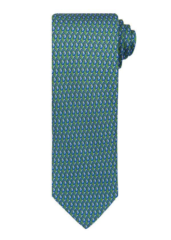 Roderick Charles London tie in green with squirrels on