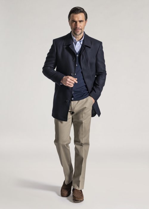 A smart navy Roderick Charles wool 3/4 overcoat