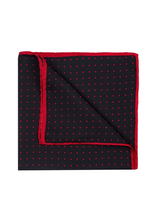 Navy and red silk pocket square