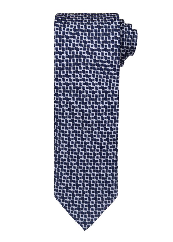 Men's navy and white patterned tie