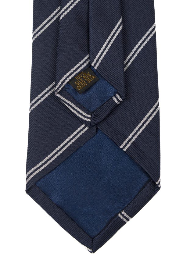 Men's navy and white silk tie