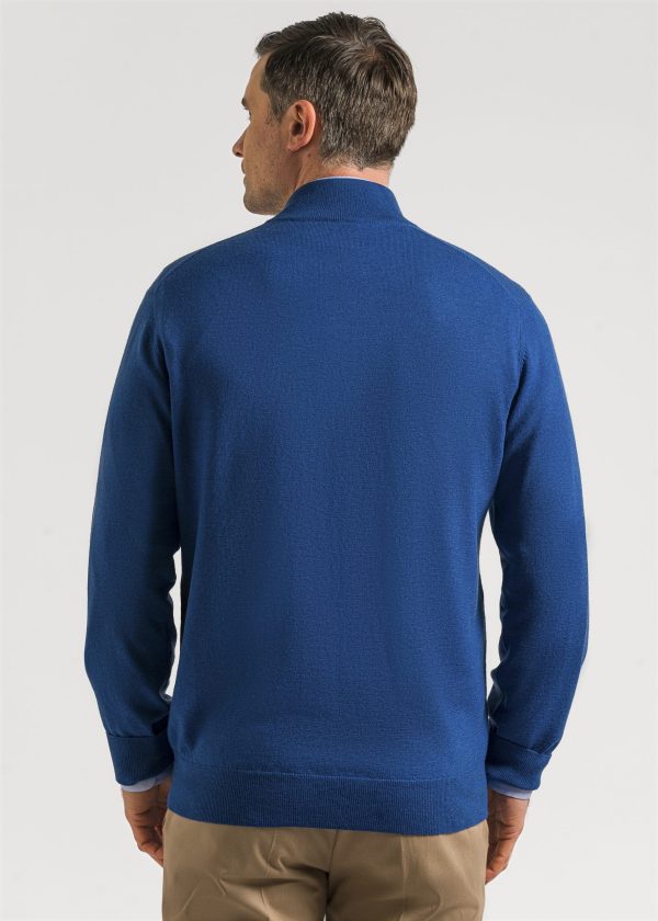 Quarter zip sweater in ocean blue