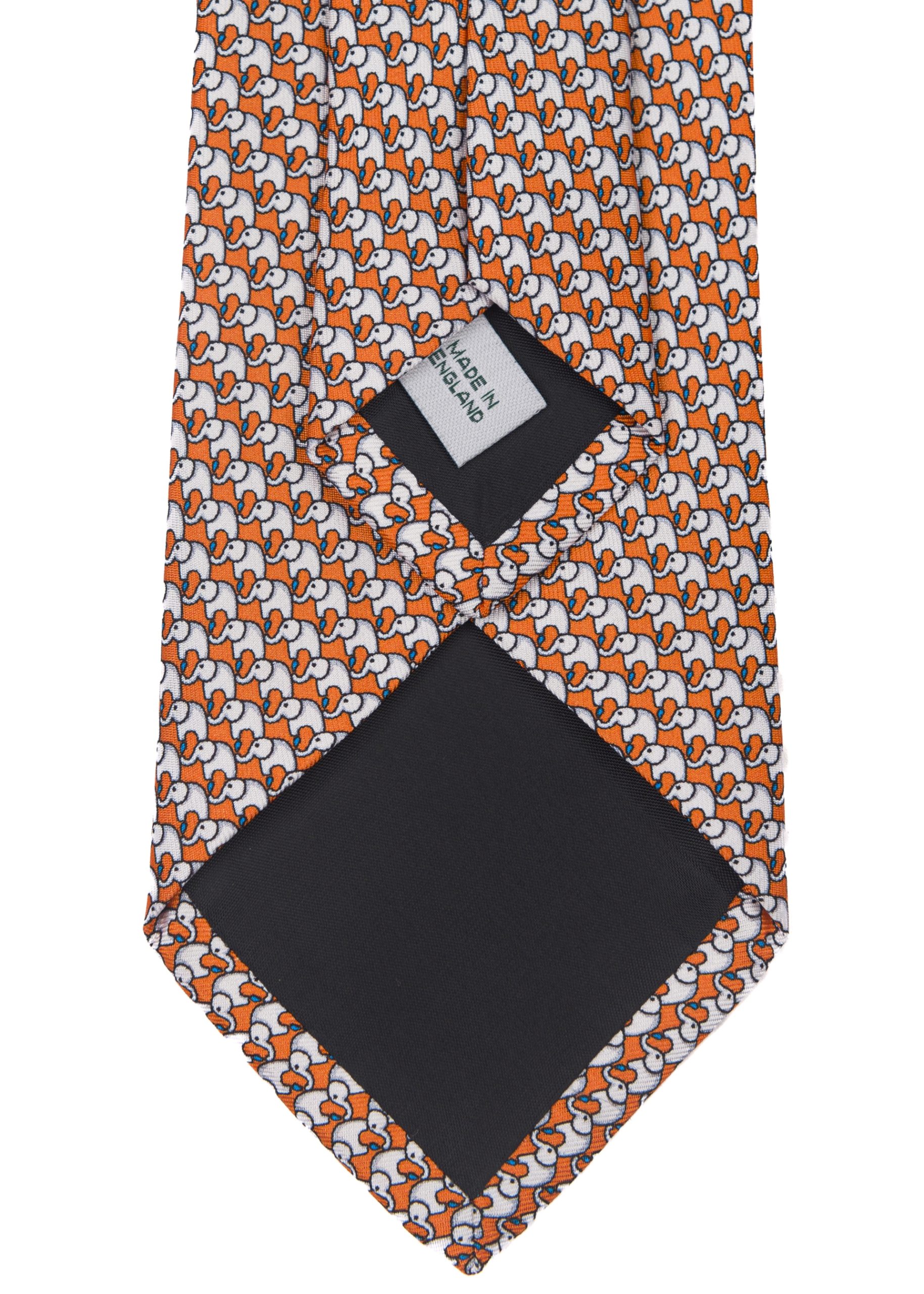 Roderick Charles orange animal print tie with elephants