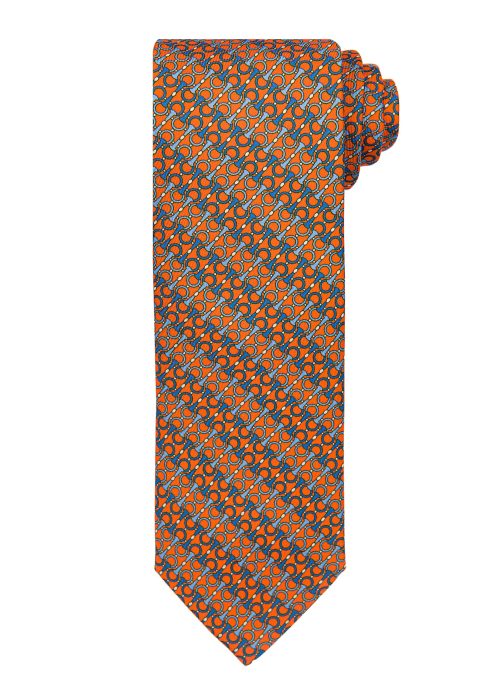 Roderick Charles men's link pip tie in orange and blue