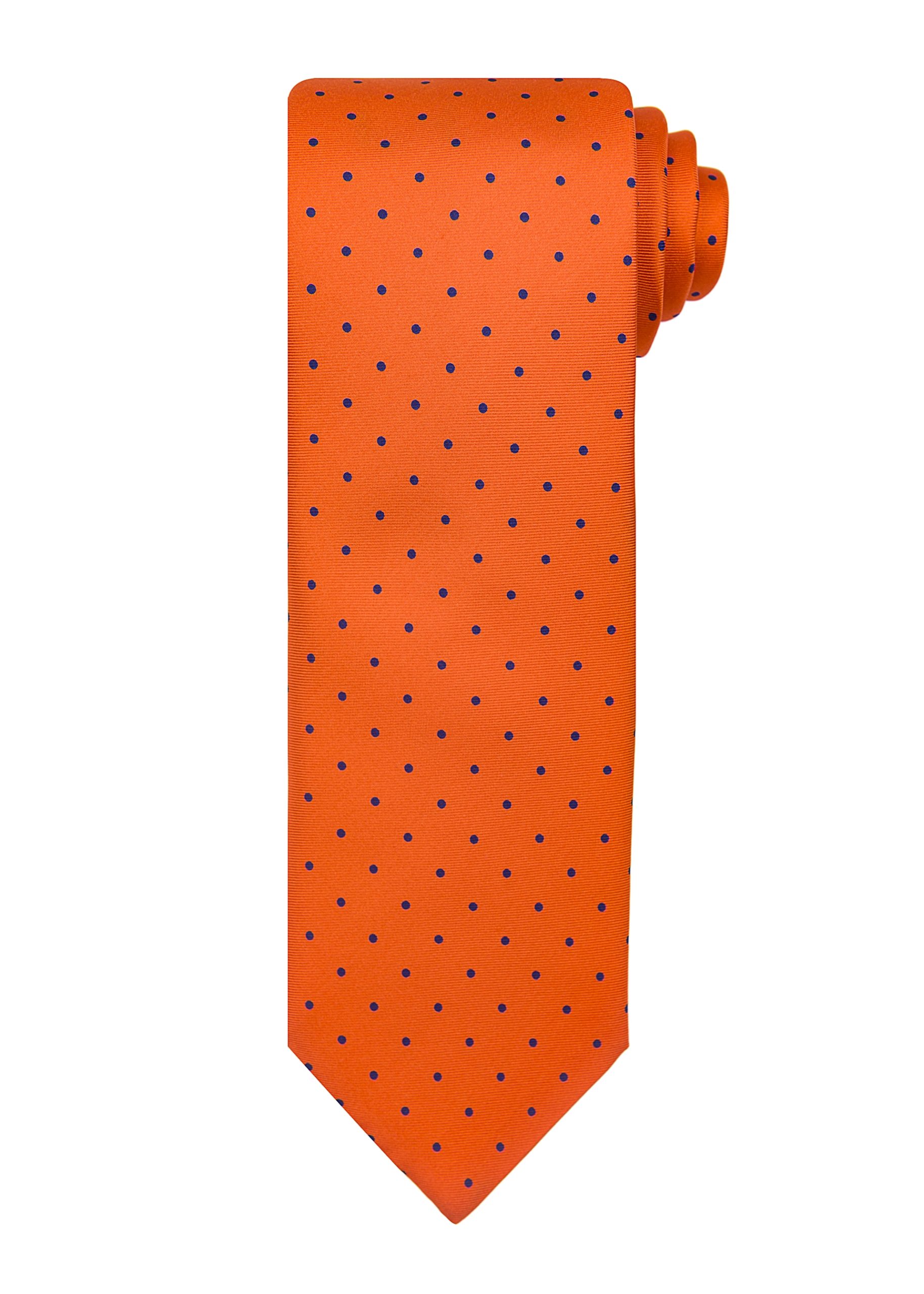 Roderick Charles orange and navy spot tie