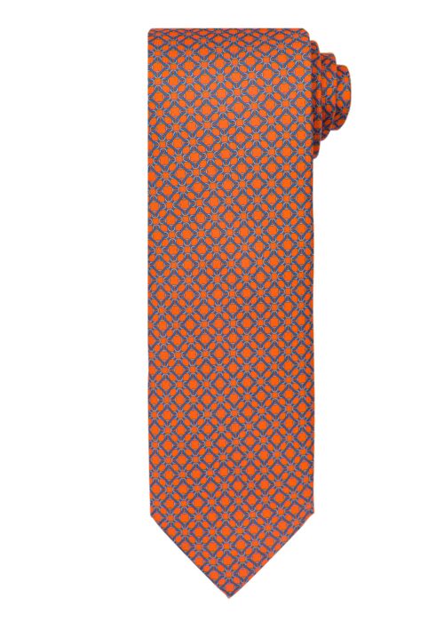 Men's orange square link tie