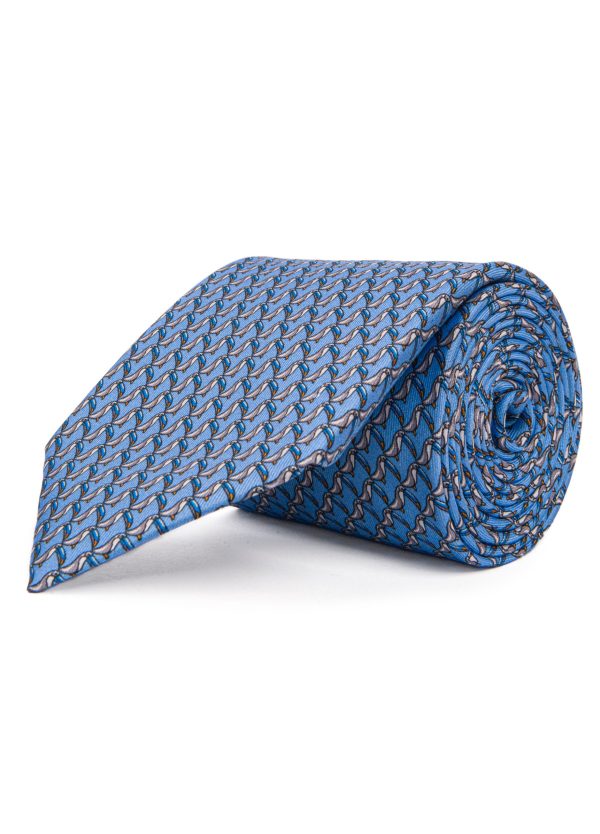 Men's pale blue animal print tie