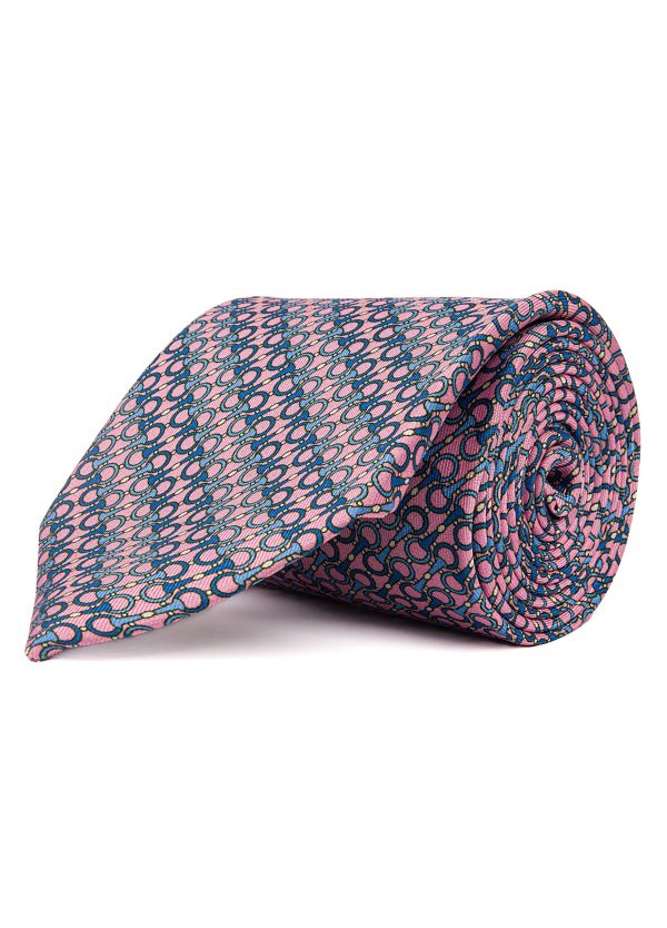 Men's pink and blue link pip tie