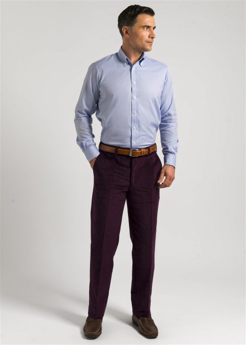 Roderick Charles aubergine needlecord trousers
