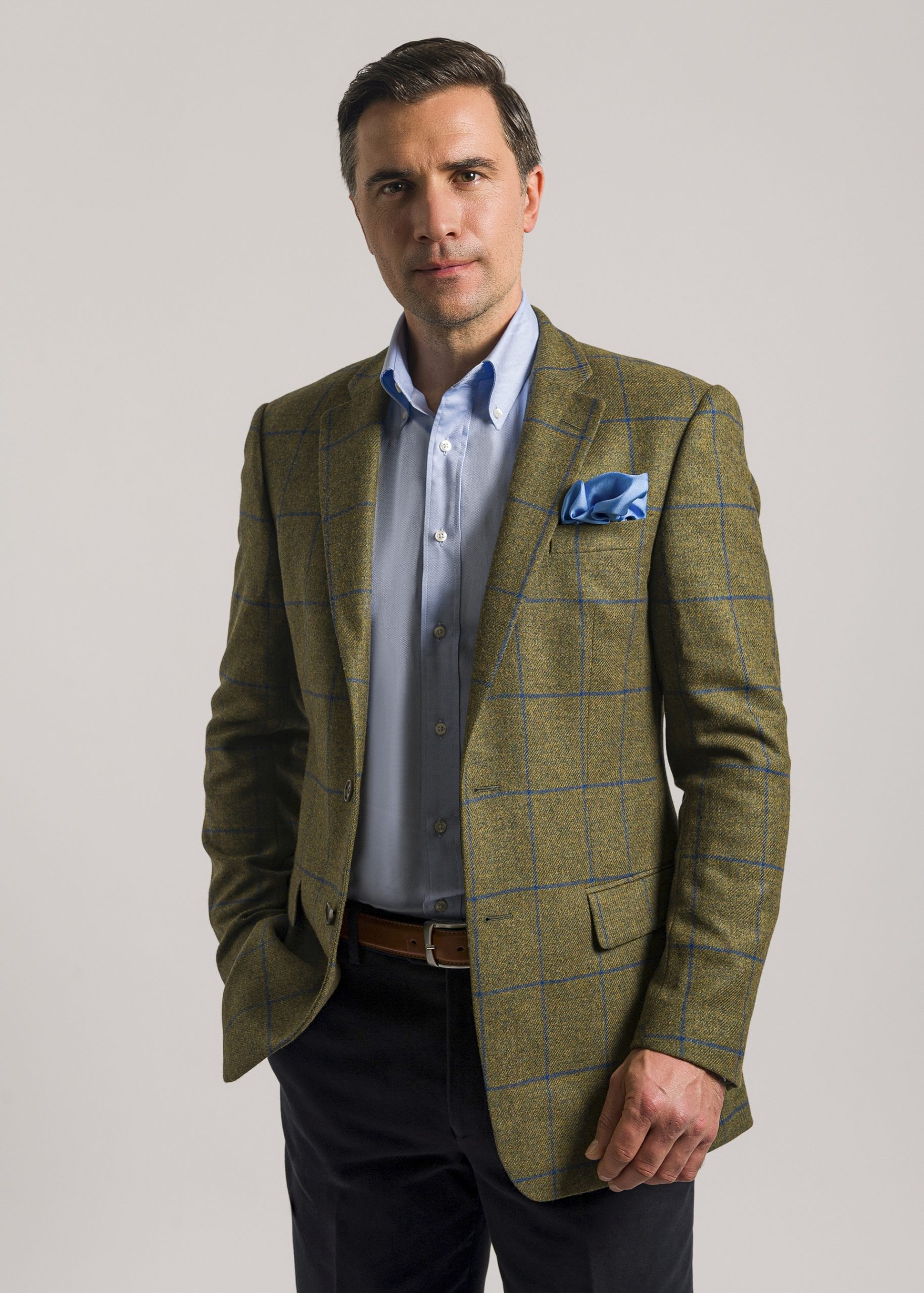 Roderick Charles green and royal tailored fit tweed jacket