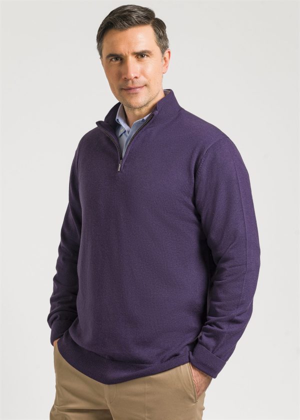 Mens purple quarter zip sweater