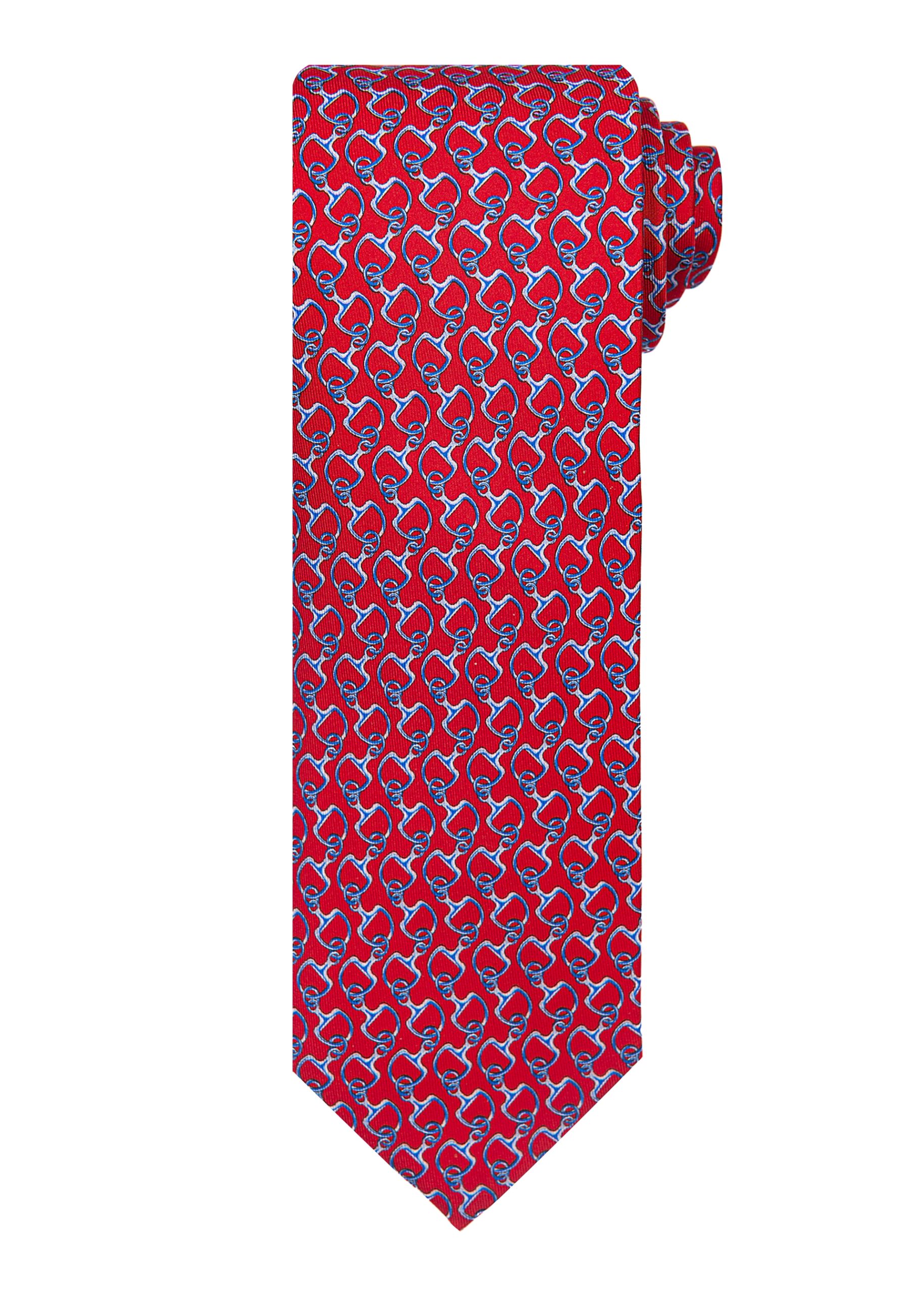 Roderick Charles red and blue patterned tie with snaffles