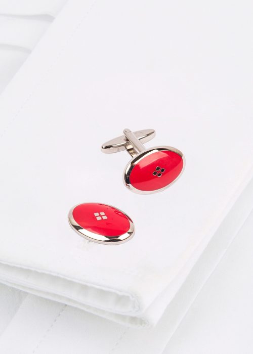 Roderick Charles red oval cufflinks