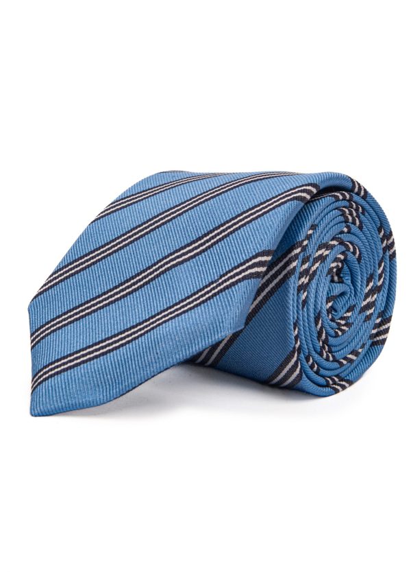 Roderick Charles London triple stripe tie in sky blue