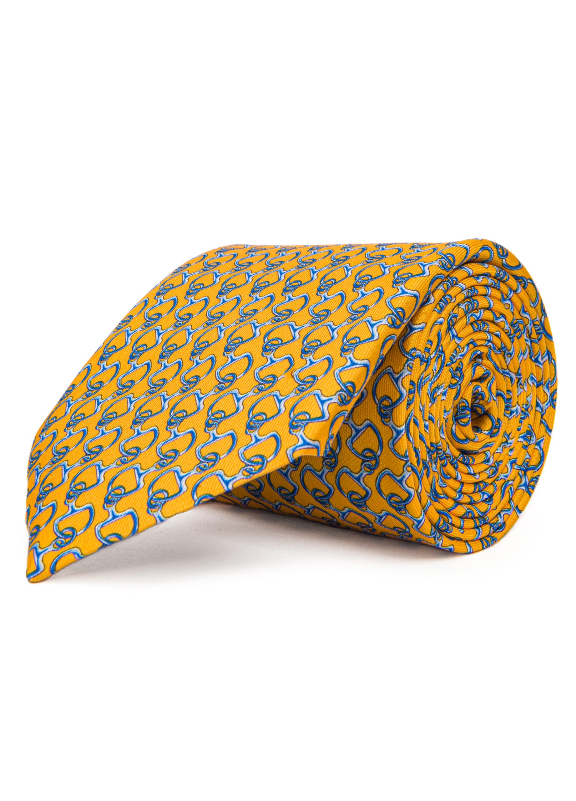 Men’s smart yellow and blue silk tie