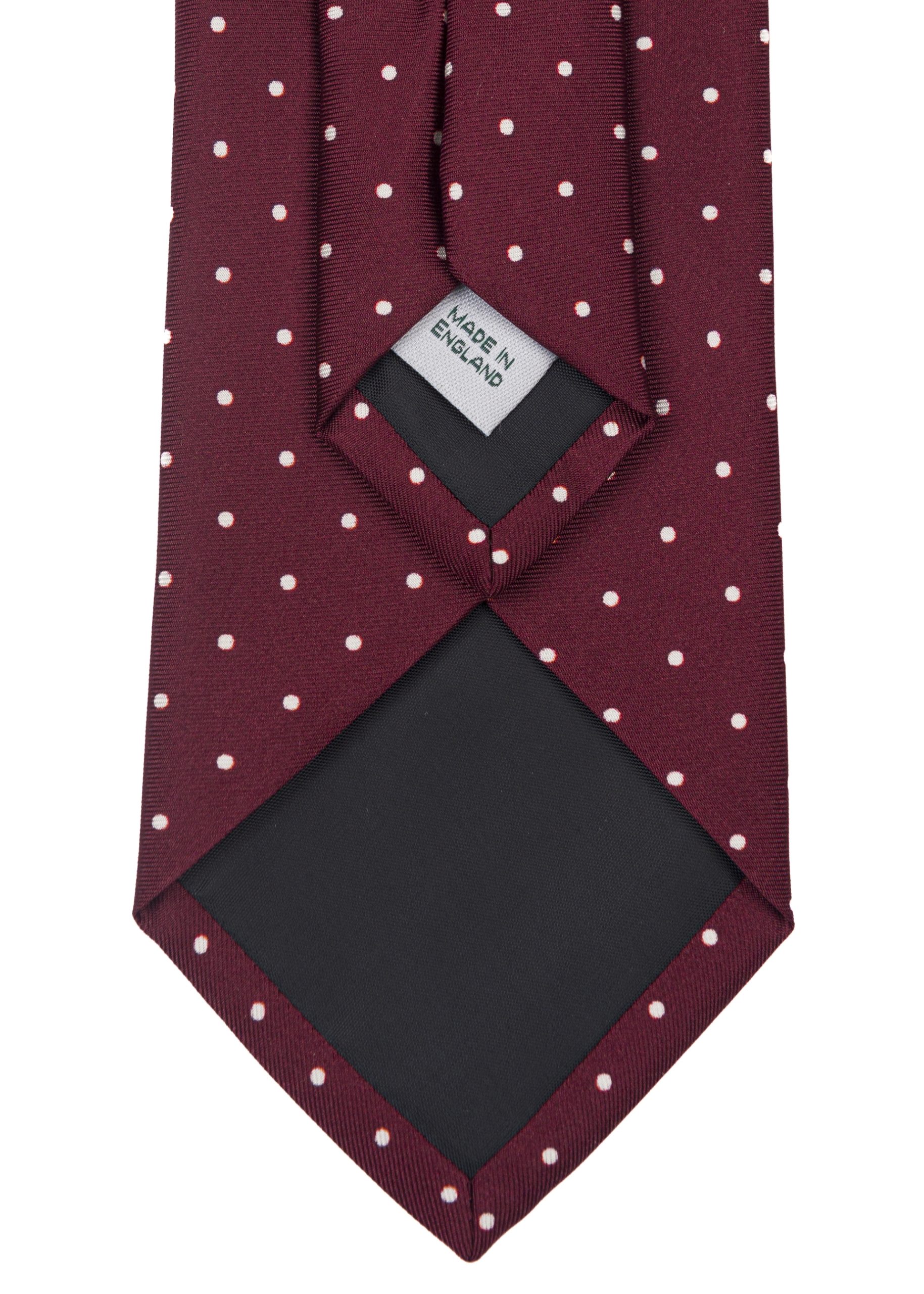 Roderick Charles spotty tie in white and wine