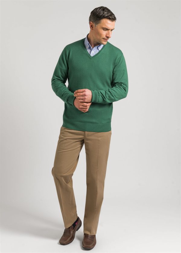 Mens green merino wool sweater