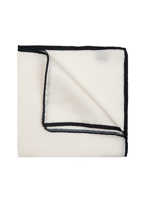 White and black silk pocket square