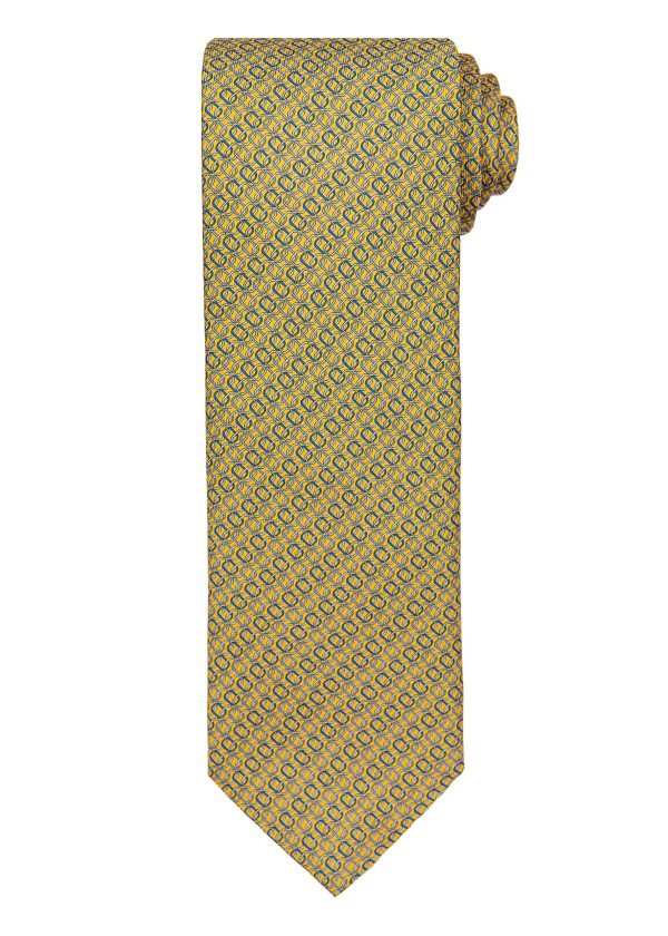 Roderick Charles multi ring patterned tie in yellow and blue