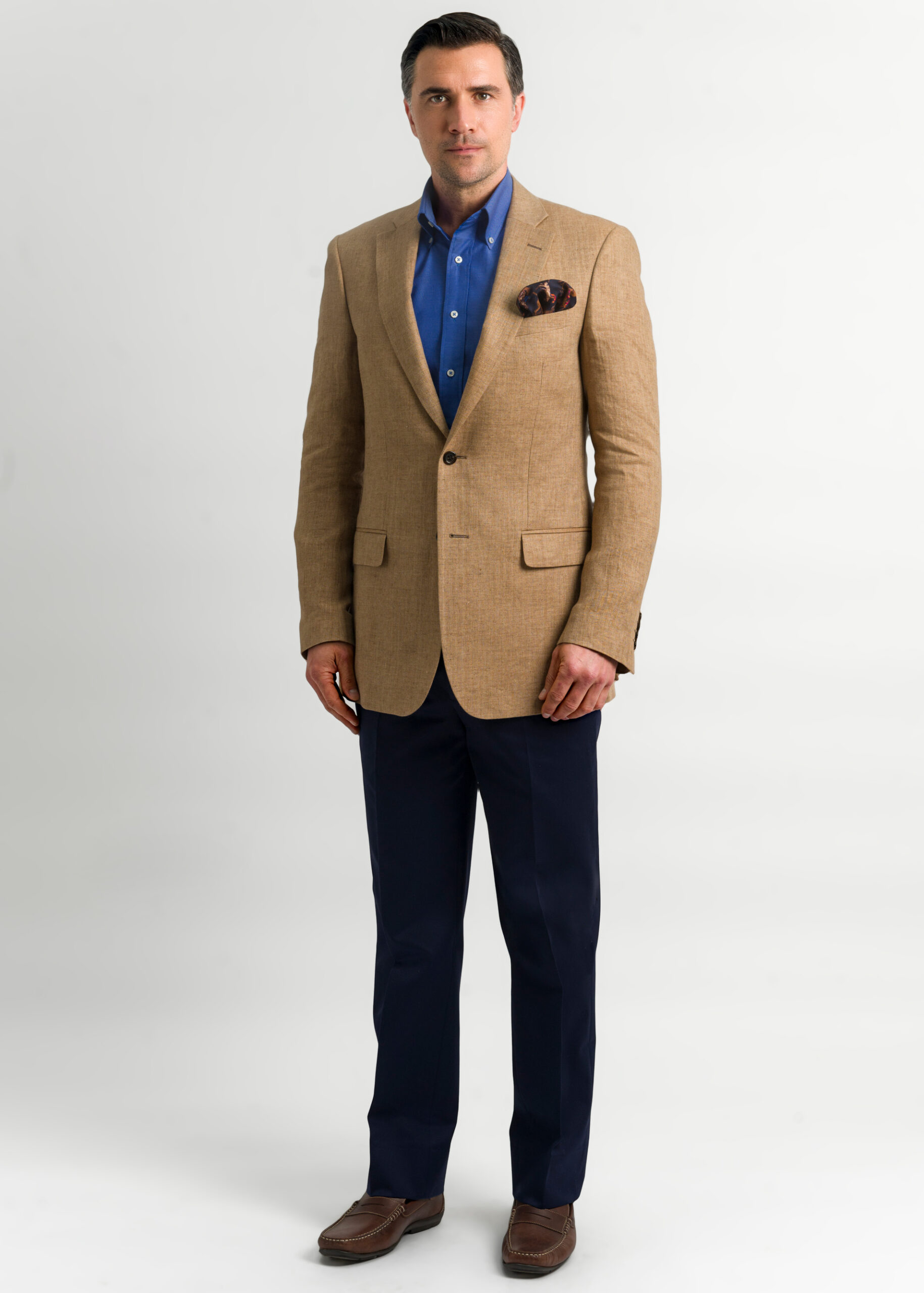 Tan-herringbone-tailored-fit-linen-jacket