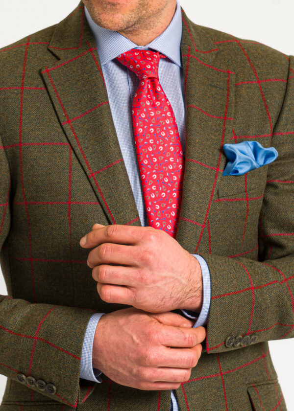 Red windowpane sport coat outlet