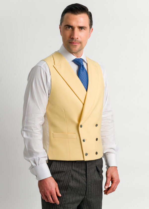 A six button double breasted men's formal waistcoat.