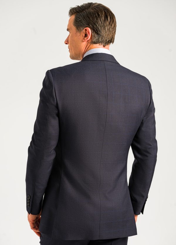 Tailored Fit Navy Blue Windowpane Suit Roderick Charles