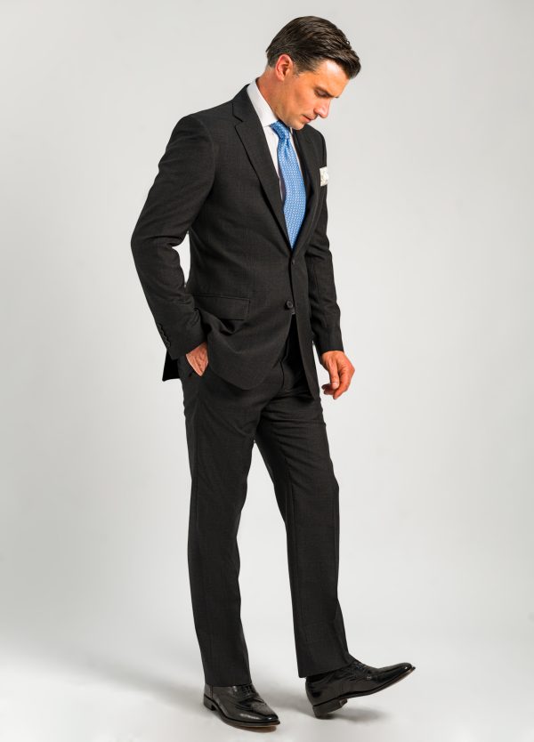 Tailored Fit Grey & Blue Windowpane Suit - Roderick Charles