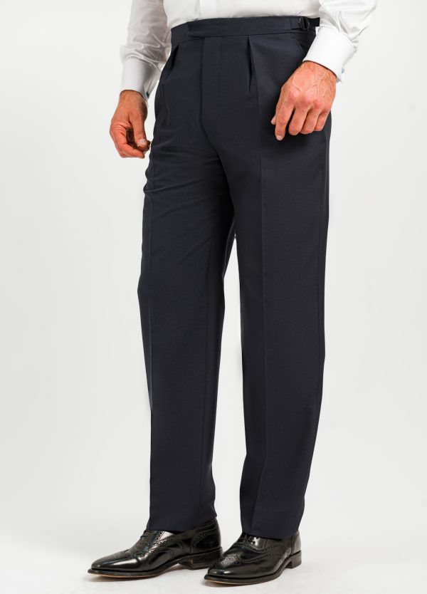 Roderick Charles dark blue classic fit suit trousers front