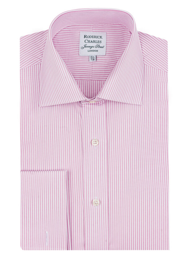 A smart Roderick Charles pink stripe double-cuff shirt