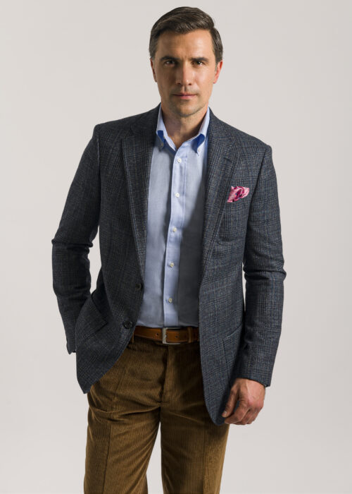 A Roderick Charles tailored fit blue and green glen-check jacket, perfect for looking smart at a casual event