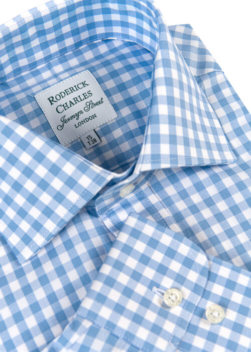 A single-cuff Roderick Charles large blue gingham check shirt