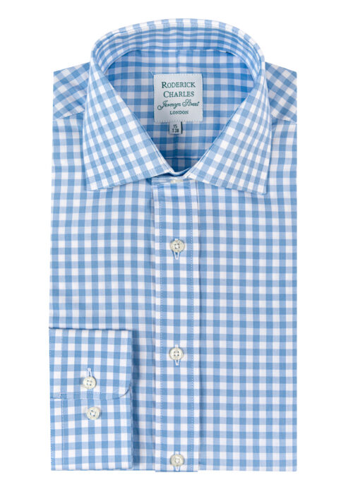 A classic Roderick Charles blue large gingham check shirt