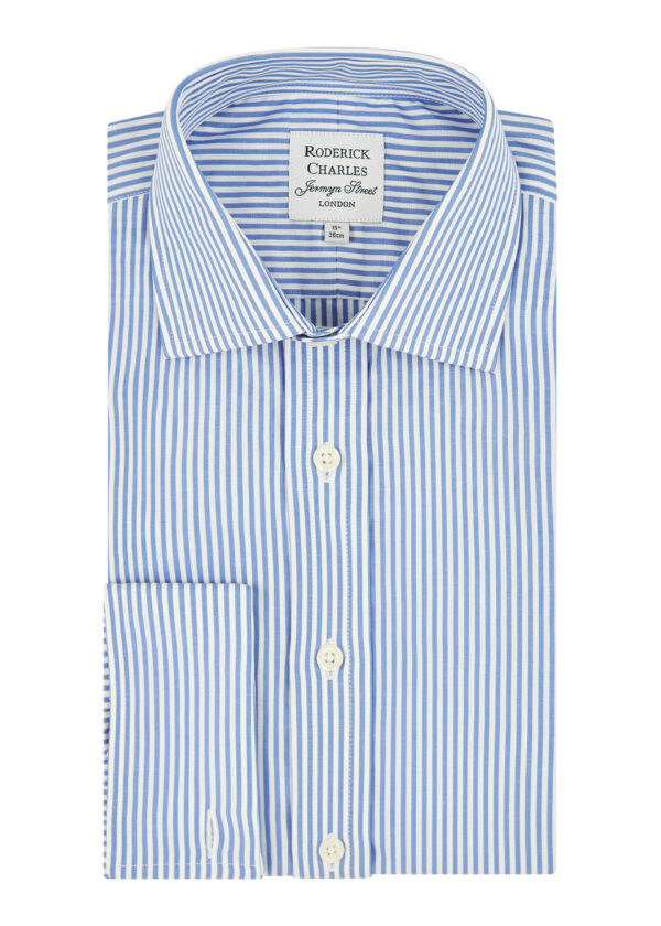 A Roderick Charles classic blue bengal stripe double cuff shirt