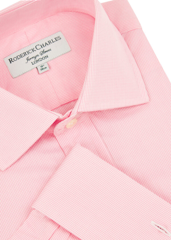 A Roderick Charles double cuff pink micro-check shirt